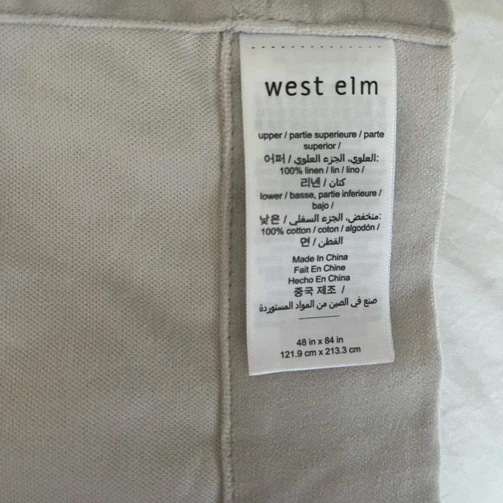 2 West Elm Linen curtain velvet bottom